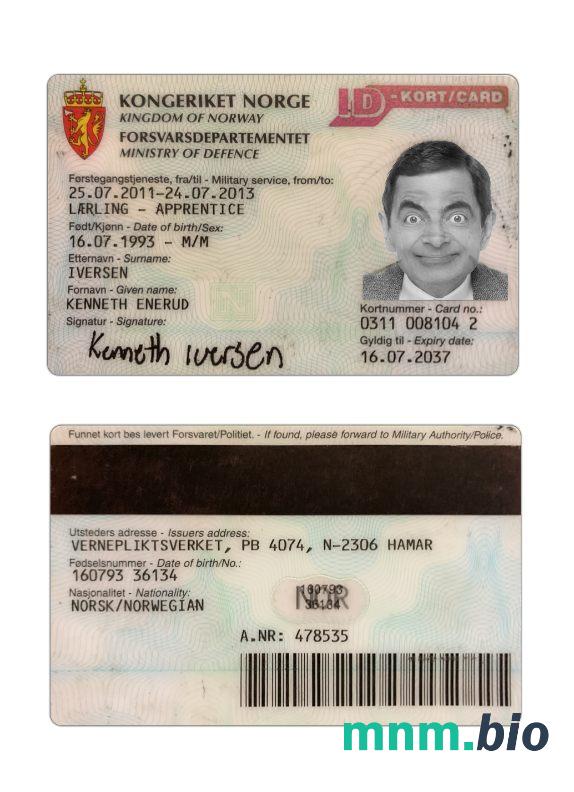 Karta identyfikacyjna Norwegii (kort)